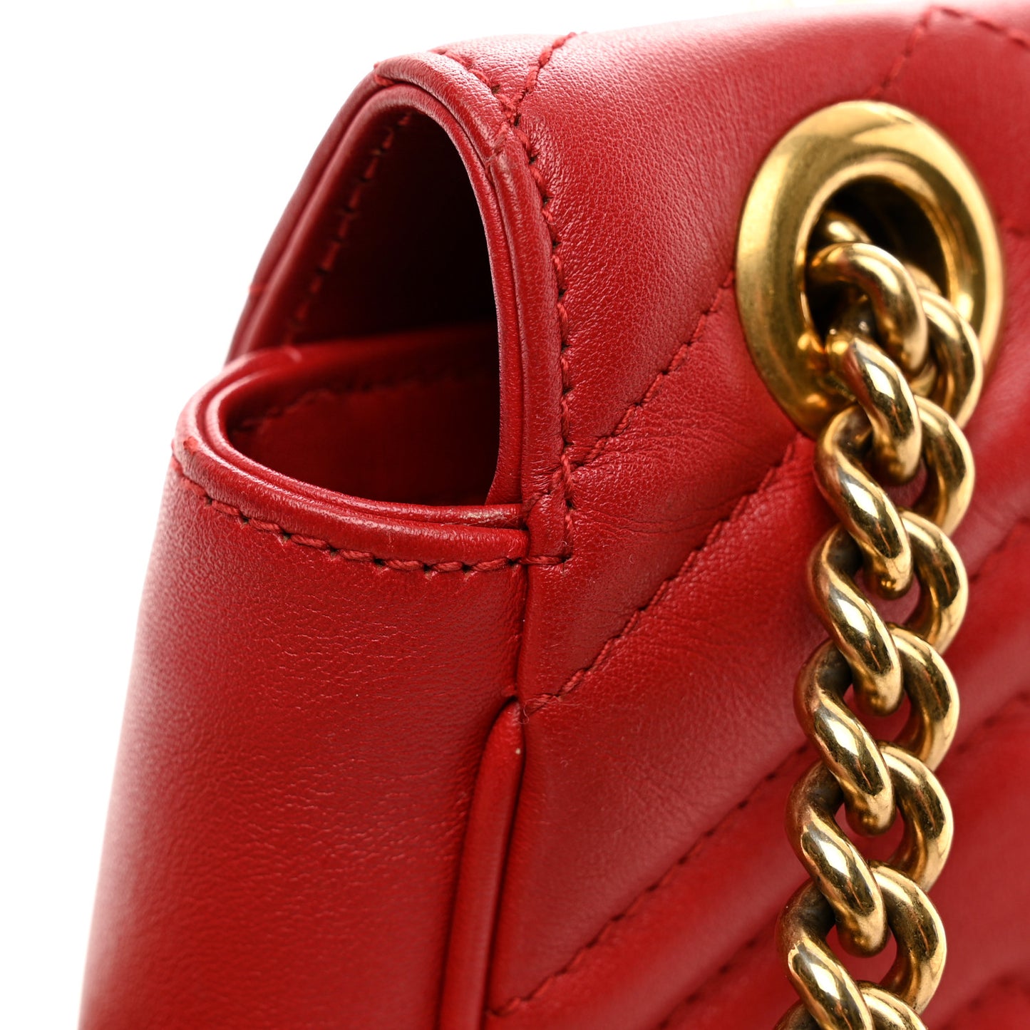 Calfskin Matelasse Mini GG Marmont Shoulder Bag Hibiscus Red