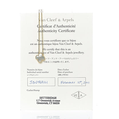 Van Cleef & Arpels 18K Yellow Gold Mother of Pearl Vintage Alhambra Pendant Necklace 8 of 8