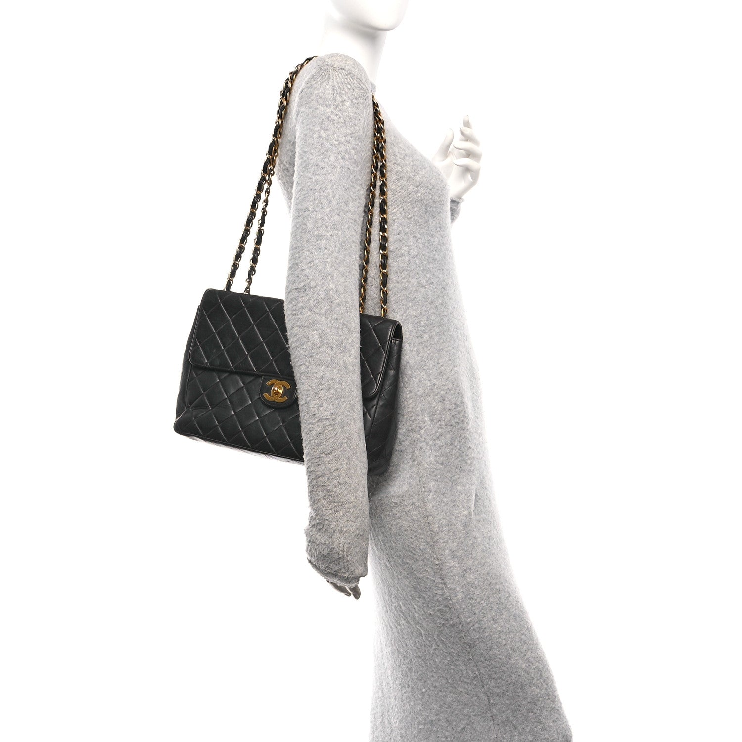 Chanel Lambskin Quilted Jumbo Single Flap Black 2 of 13