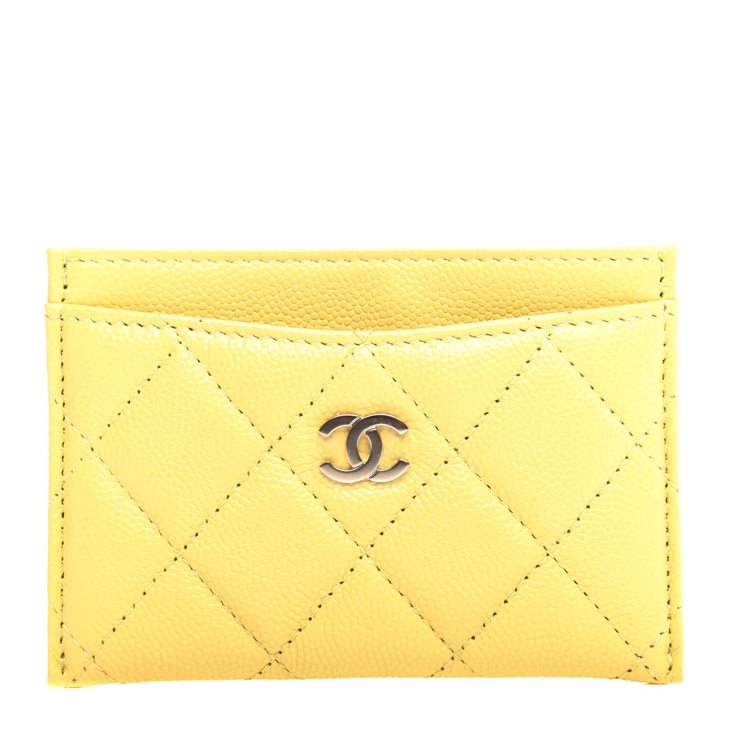 Chanel Caviar Quilted Card Holder Yellow 1 of 9