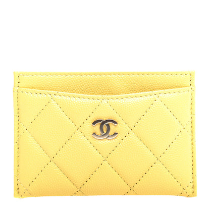 Chanel Caviar Quilted Card Holder Yellow 1 of 9