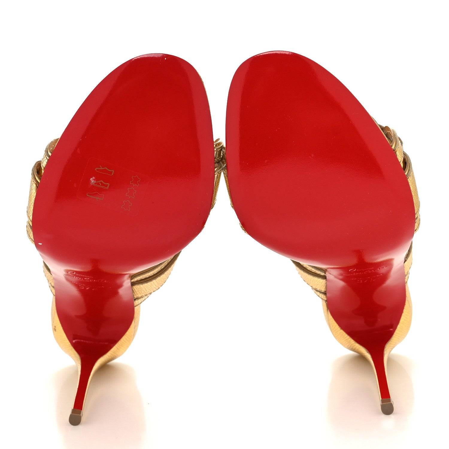 Christian Louboutin Lame Specchio Balistra 100 Slide Sandals 37.5 Gold 5 of 7