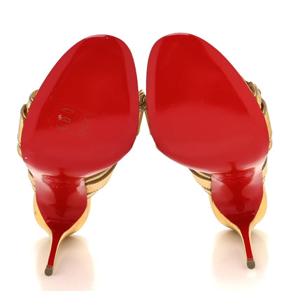 Christian Louboutin Lame Specchio Balistra 100 Slide Sandals 37.5 Gold 5 of 7