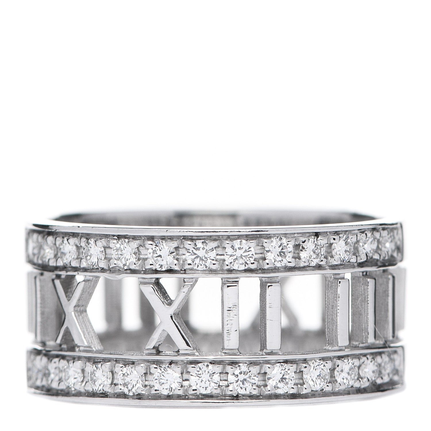 Tiffany 18K White Gold Diamond Wide Atlas Open Ring 57 8 1 of 6