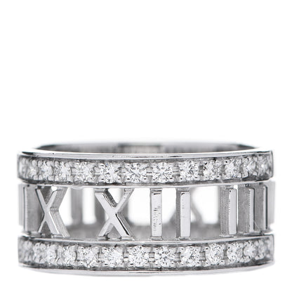 Tiffany 18K White Gold Diamond Wide Atlas Open Ring 57 8 1 of 6