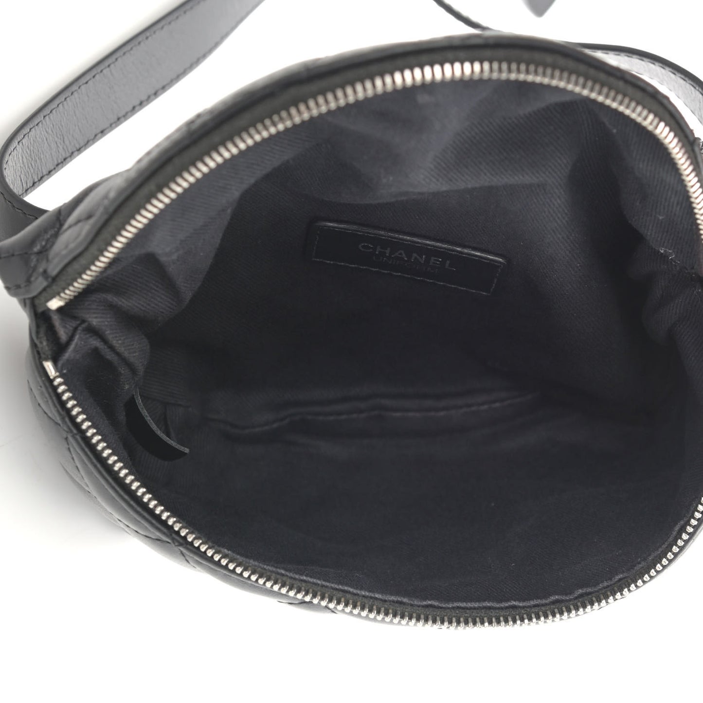Calfskin Quilted Waist Belt Bag Black
