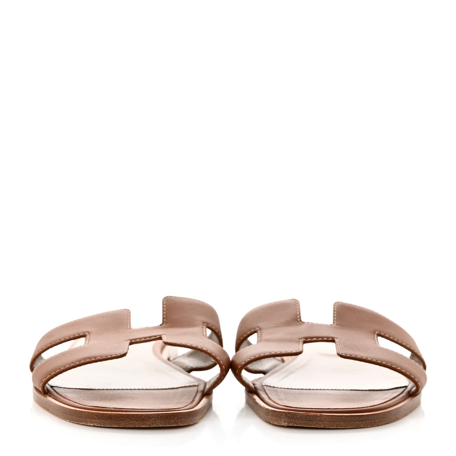 Hermes Box Calfskin Oran Sandals 38 Gold 2 of 10