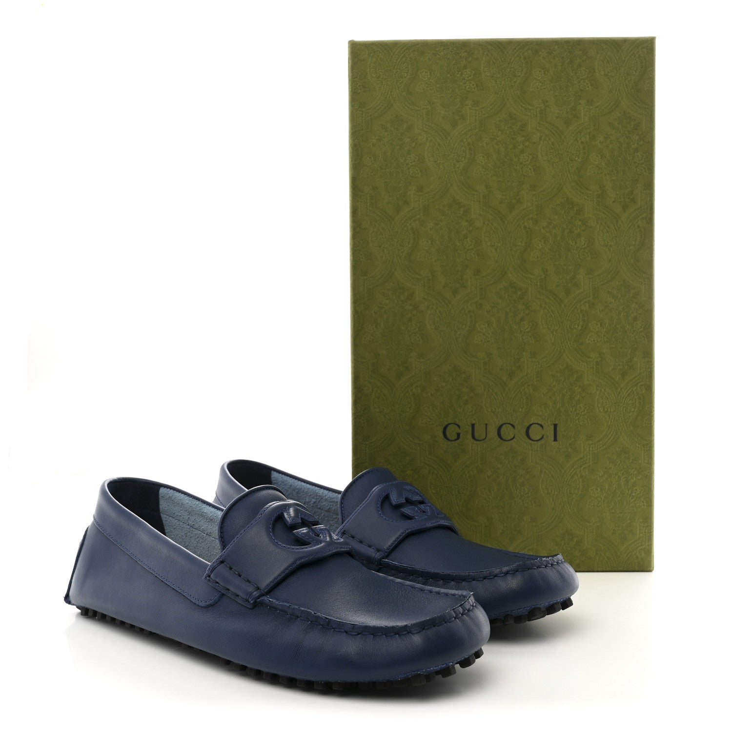 Gucci Soft Clove Calfskin Mens Interlocking G Driver Loafers 8 Royale 12 of 12
