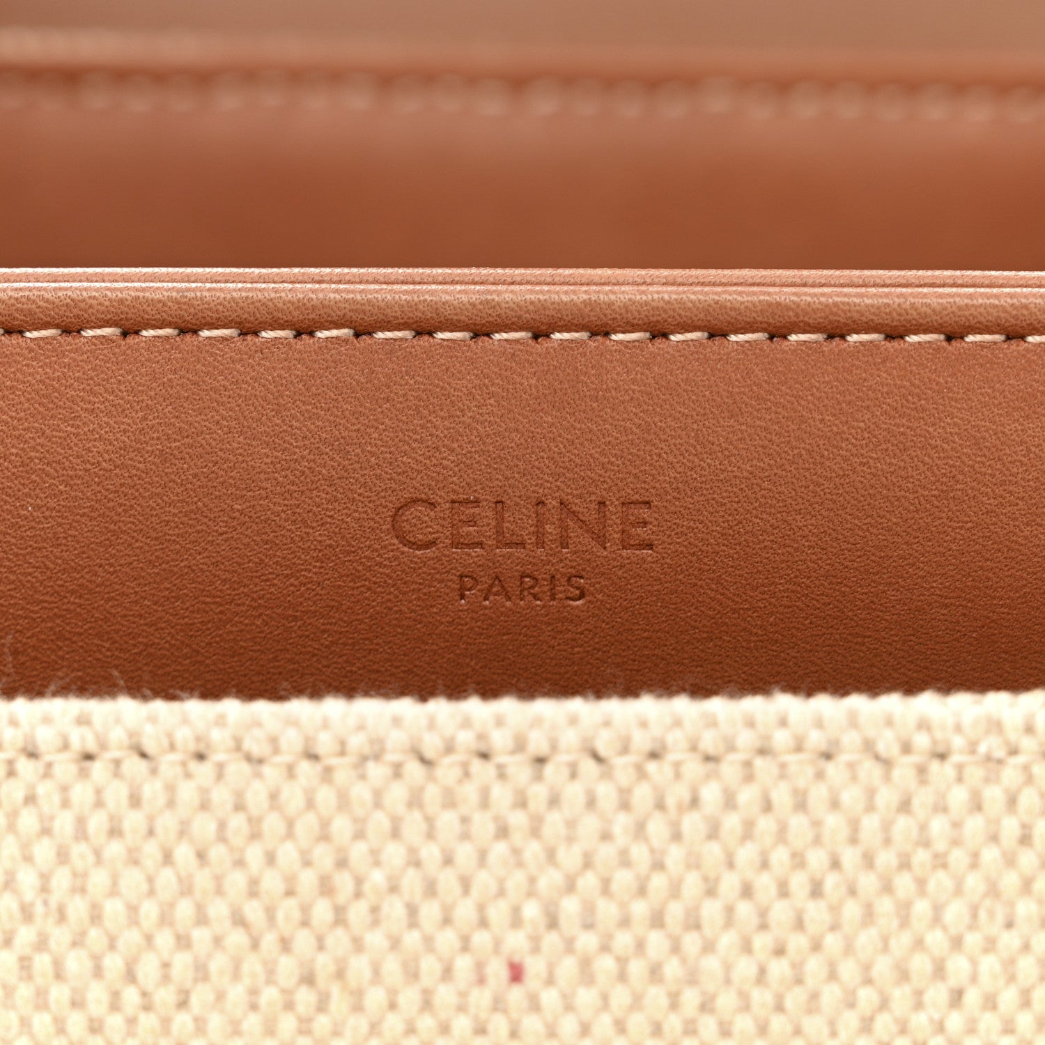 Celine Canvas Calfskin Small 16 Top Handle Bag Natural Tan 8 of 21