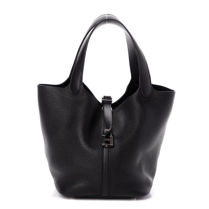 Hermes Taurillon Clemence Picotin Lock 22 MM Black 1 of 10