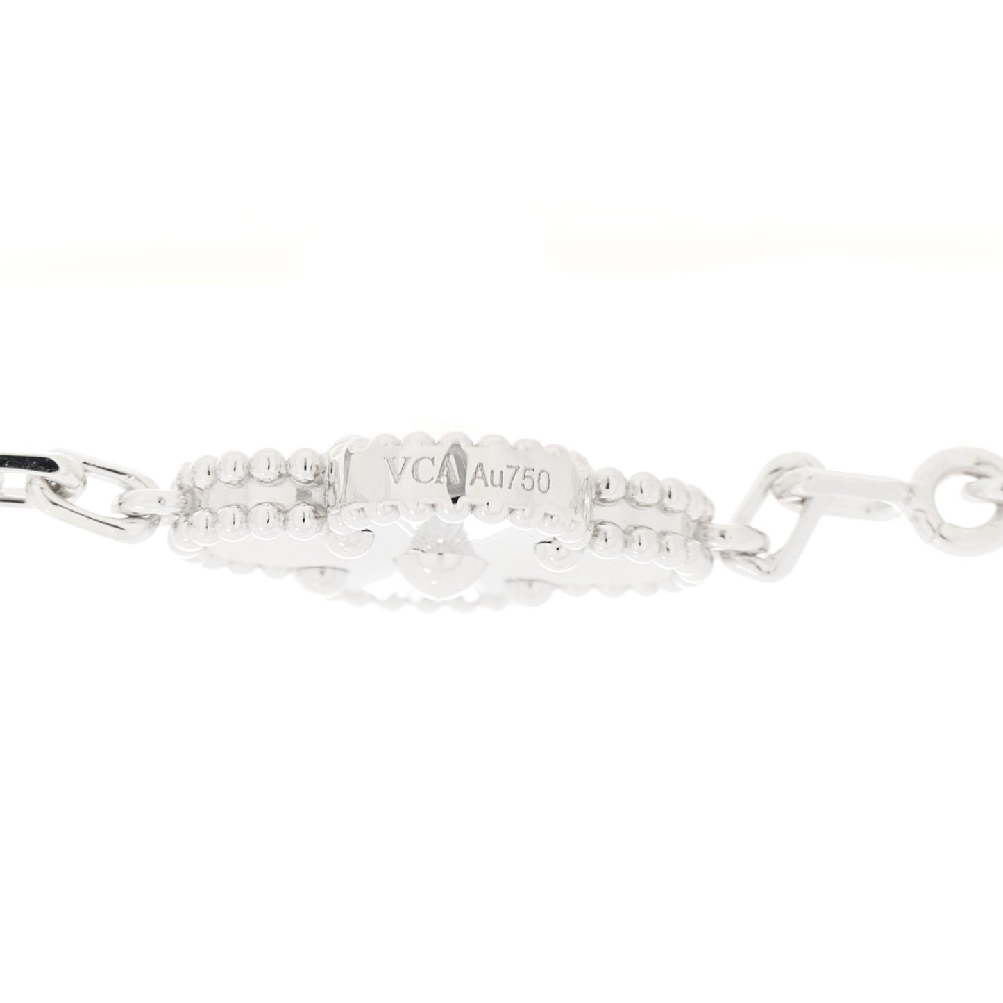 18K White Gold 5 Motifs Guilloche Vintage Alhambra Bracelet