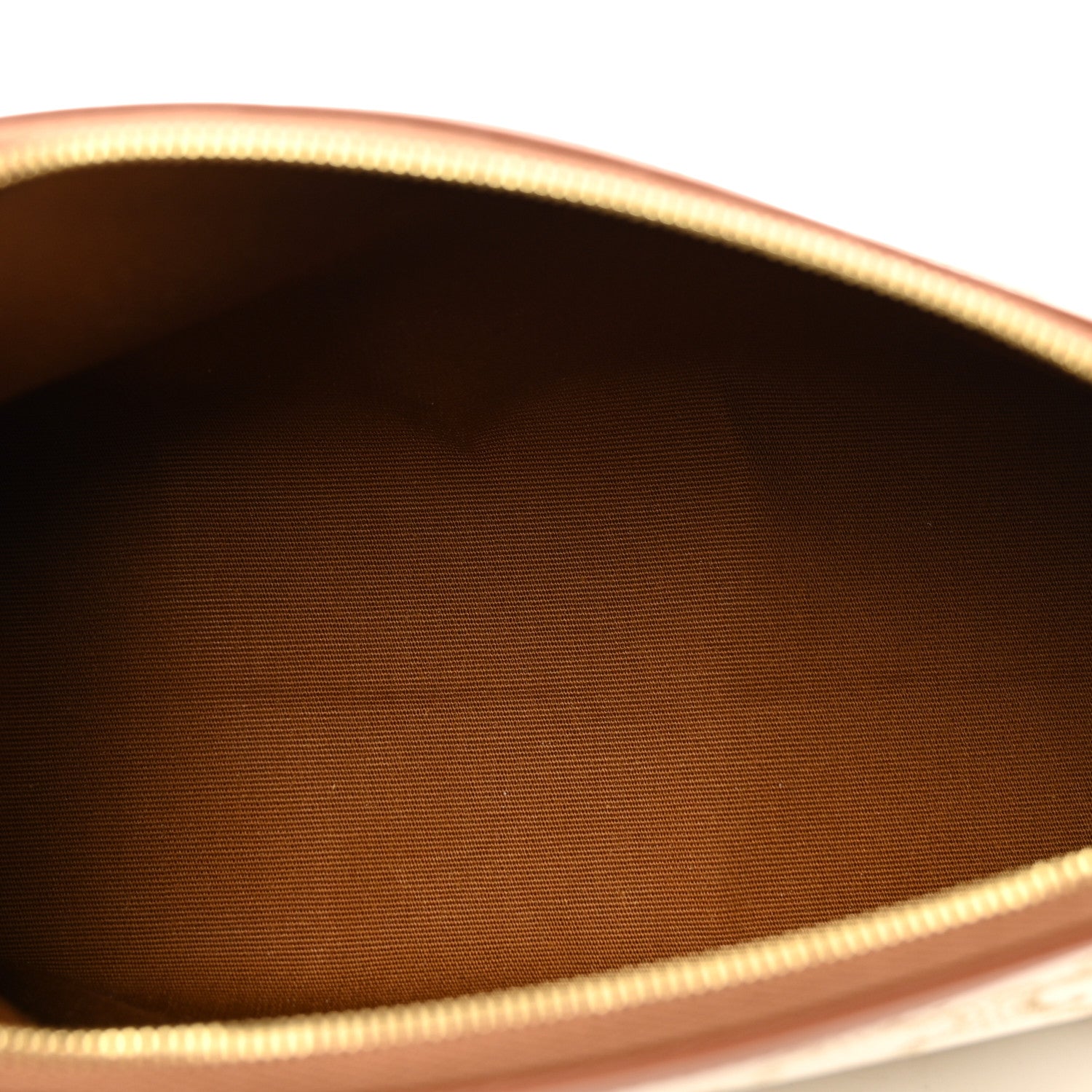 Celine Triomphe Canvas Calfskin Medium Cosmetic Pouch White Tan 5 of 6
