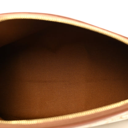 Celine Triomphe Canvas Calfskin Medium Cosmetic Pouch White Tan 5 of 6