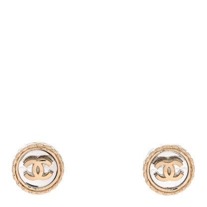 Chanel Round CC Stud Earrings Gold Silver 1 of 5