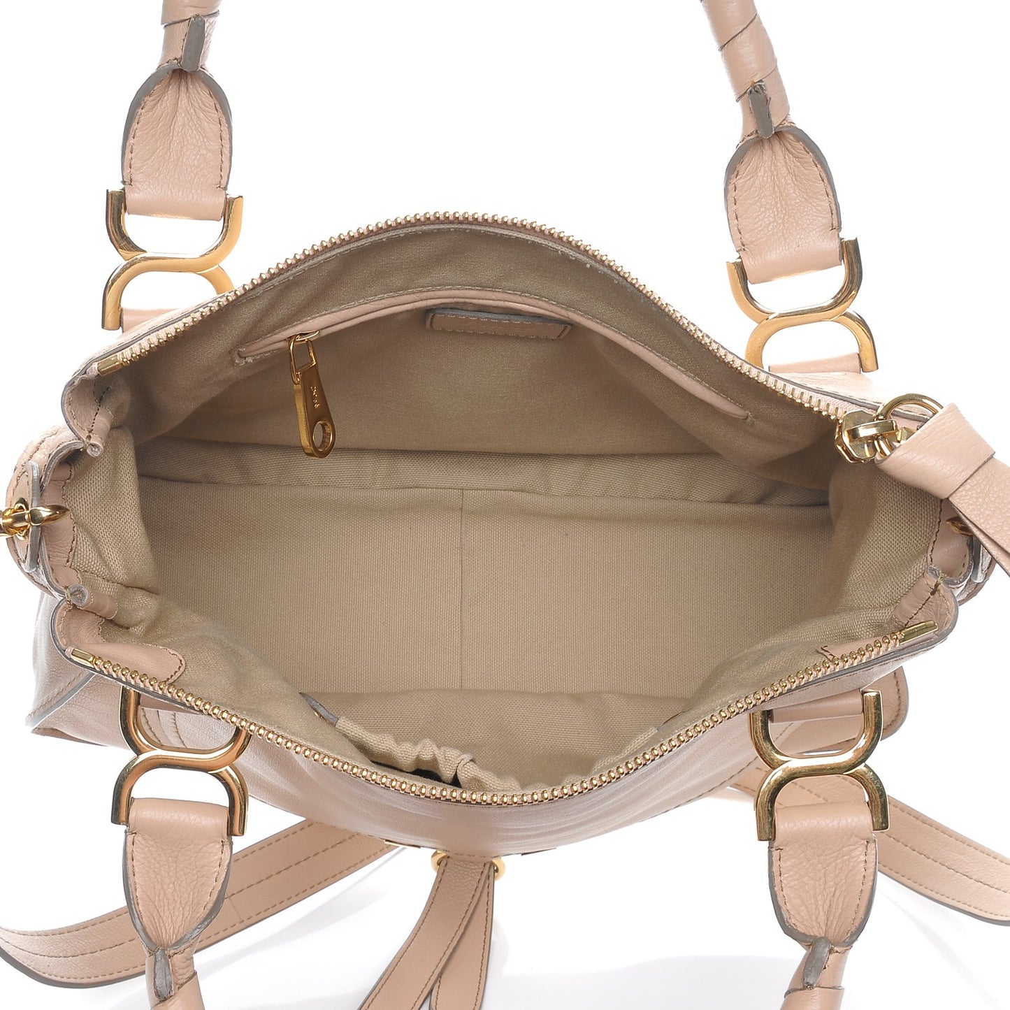 Calfskin Medium Marcie Nude Satchel Natural