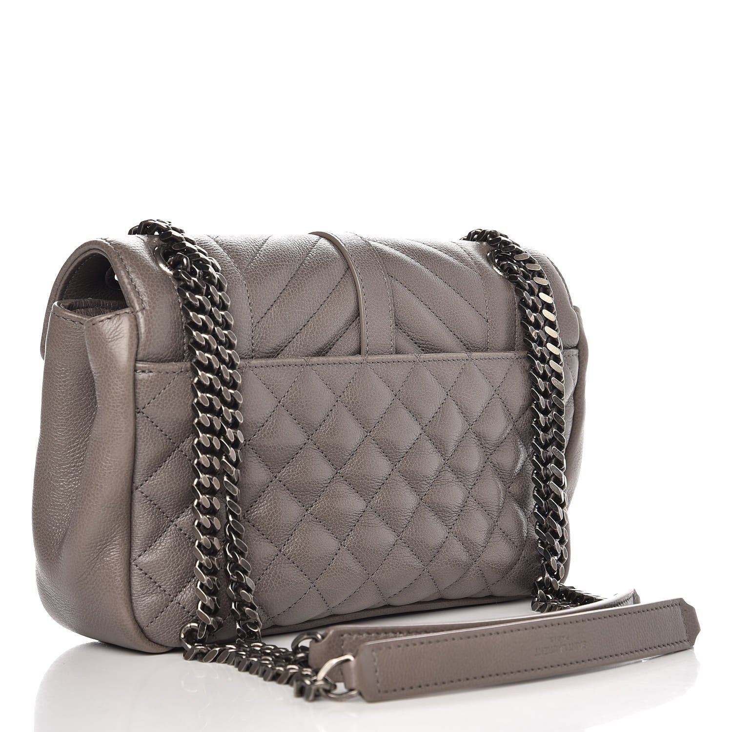 Saint Laurent Sheepskin Tri-Quilt Monogram Medium College Bag Gray 3 of 7