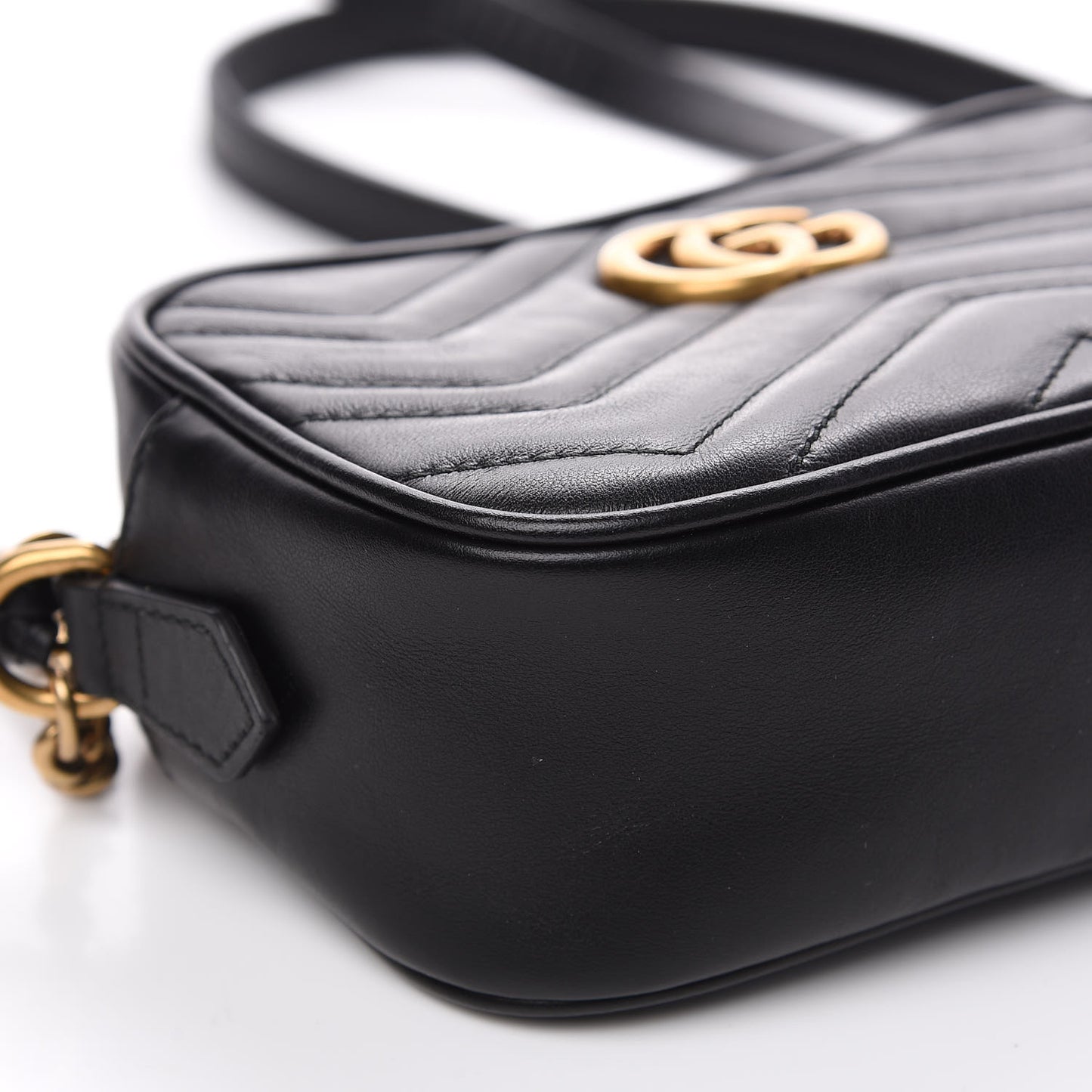 Calfskin Matelasse Mini GG Marmont Chain Shoulder Bag Black