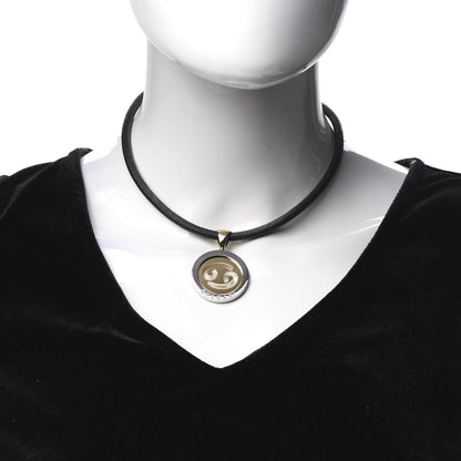 Bulgari 18K Yellow Gold Stainless Steel Calfskin Tondo Cancer Zodiac Pendant Necklace 2 of 4