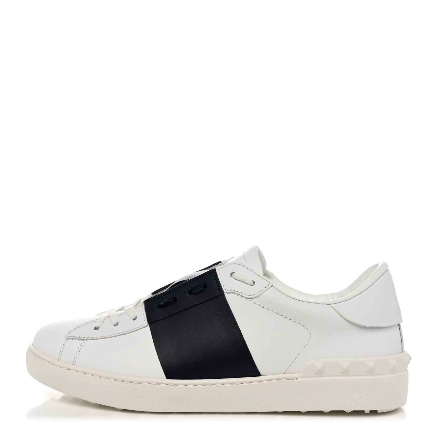 Valentino Garavani Calfskin Mens Rockstud Open Sneakers 43 White Black 1 of 9