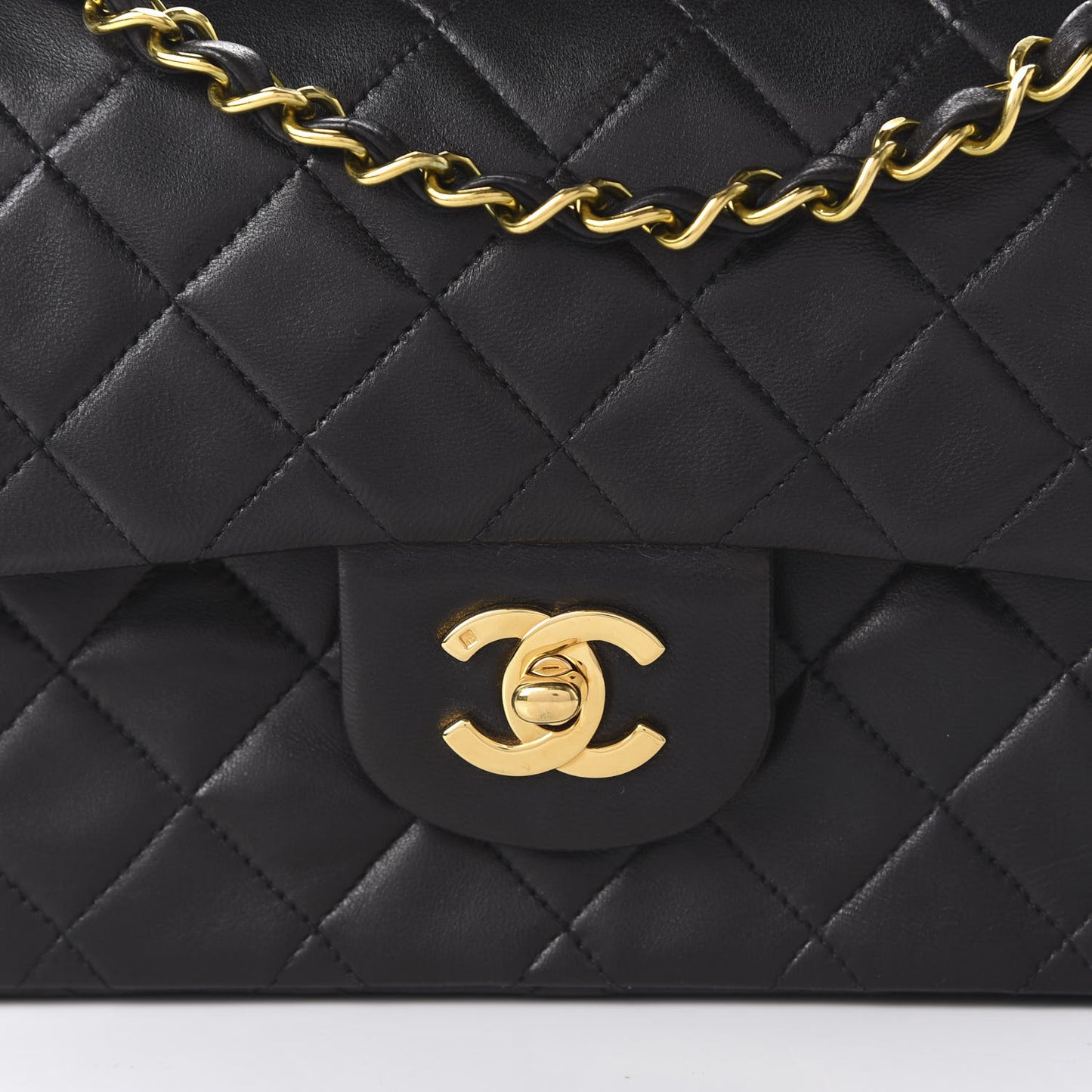 Lambskin Quilted Small Double Flap Black
