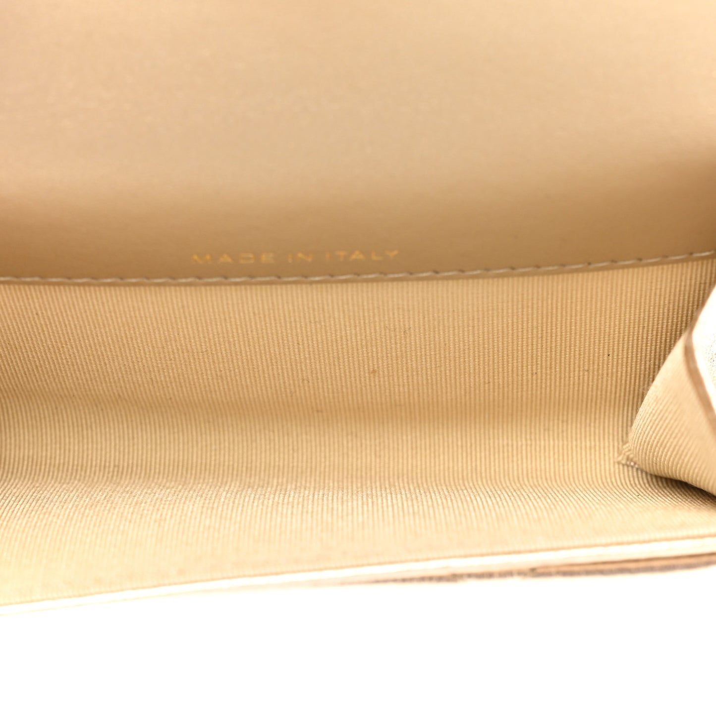Metallic Goatskin Quilted Chanel 19 Flap Card Holder Gold