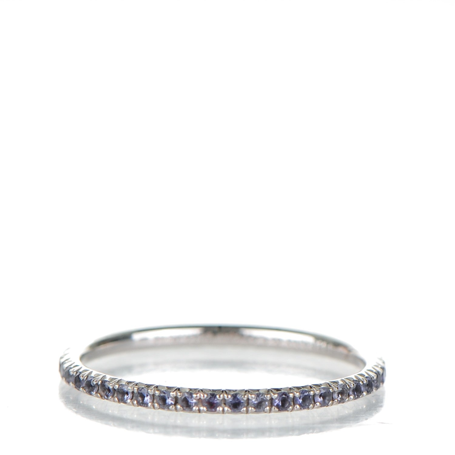 Tiffany 18K White Gold Iolite Metro Single Row Ring 6.5 1 of 5