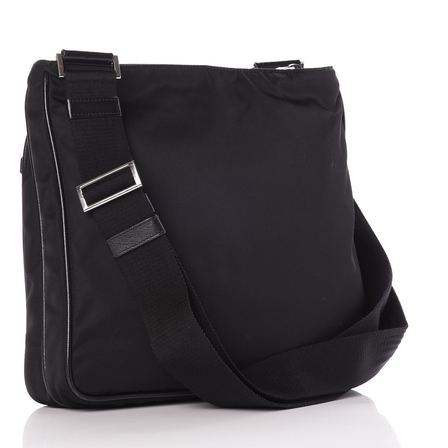 Prada Nylon Saffiano Flat Messenger Bag Black 3 of 9
