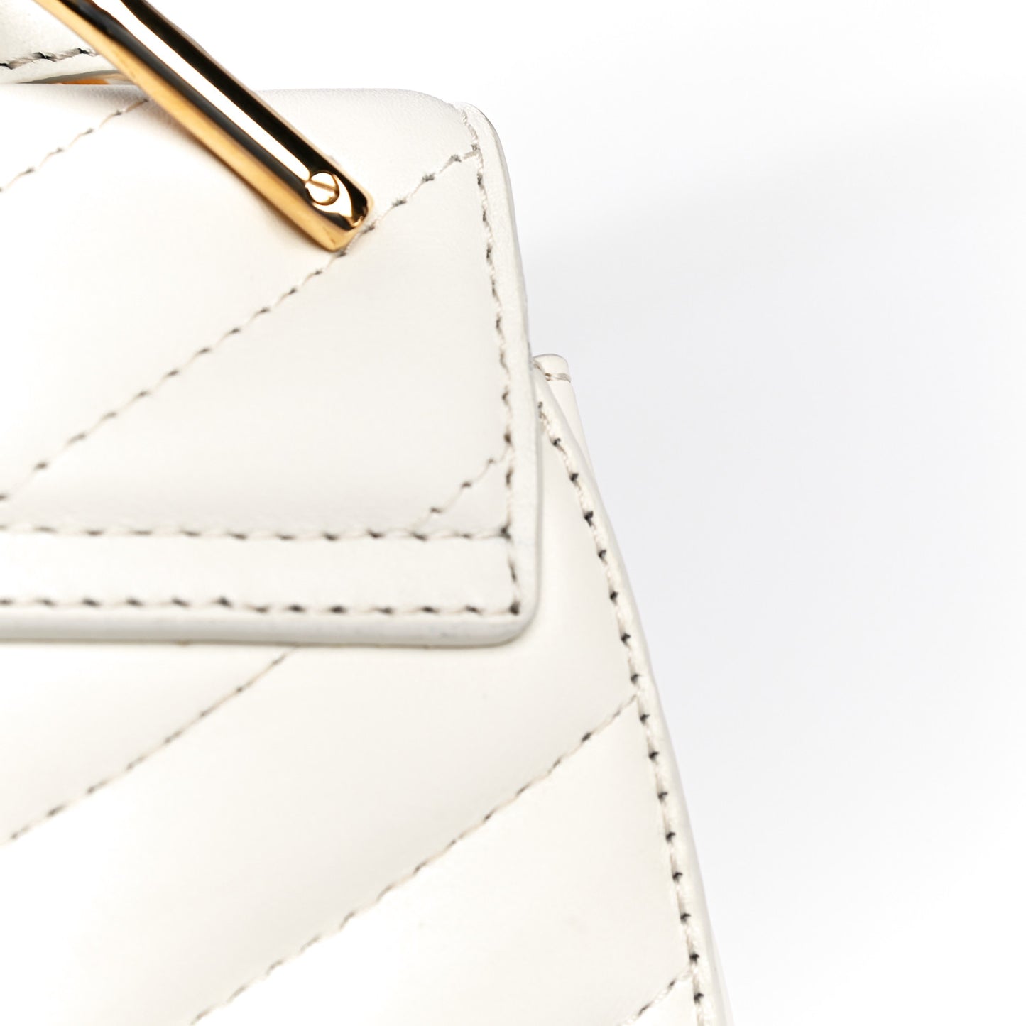Calfskin Quilted Drew Bijou Shoulder Bag Natural White