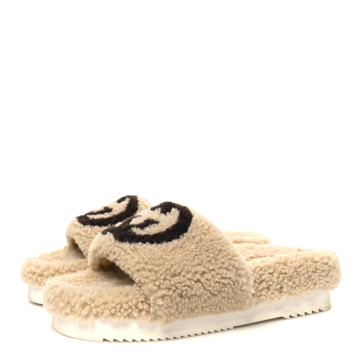 Gucci Shearling Womens Eileen Slide Sandals 37 Cocoa Butterscotch 4 of 10