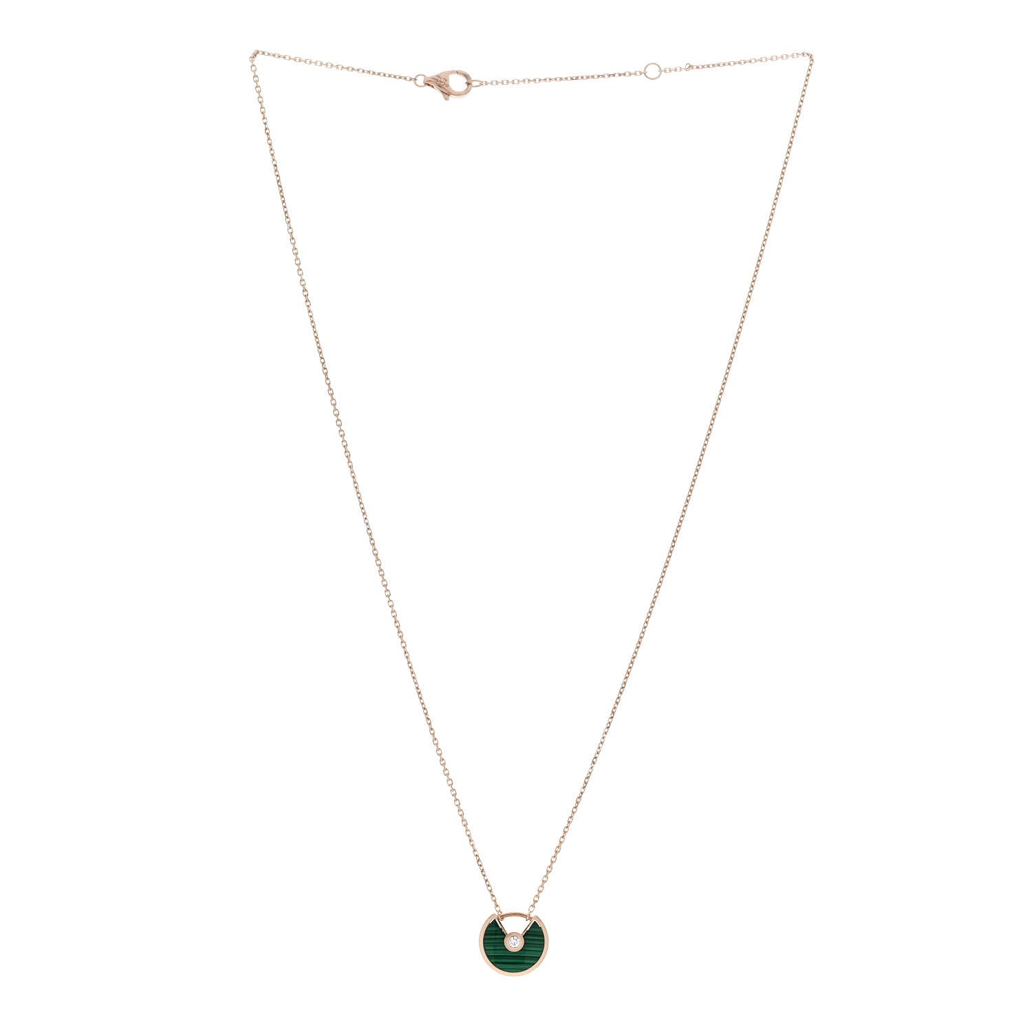 Cartier 18K Pink Gold Diamond Malachite XS Amulette de Cartier Pendant Necklace 3 of 5