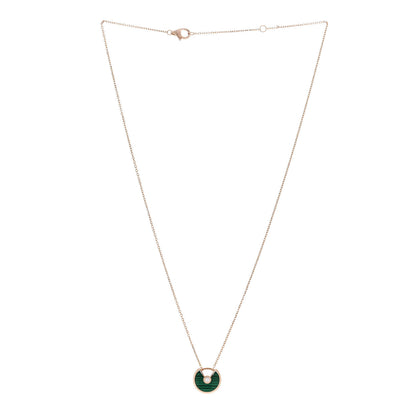 Cartier 18K Pink Gold Diamond Malachite XS Amulette de Cartier Pendant Necklace 3 of 5