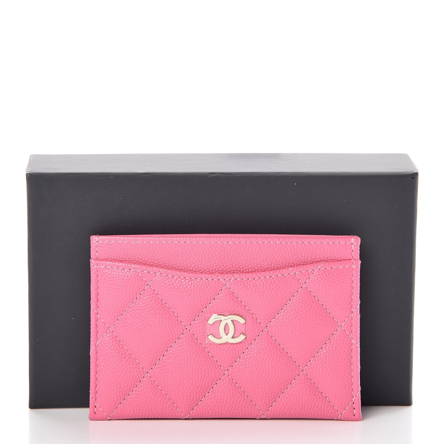 Chanel Metallic Caviar Quilted Card Holder Pink 9 of 9