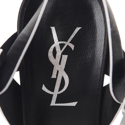 Saint Laurent Calfskin Tribute 105 Platform Sandals 37 Black White 7 of 10