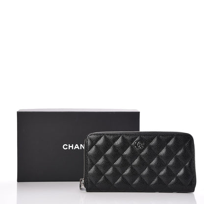Chanel Caviar Quilted Large Gusset Zip Around Wallet Black 9 of 9