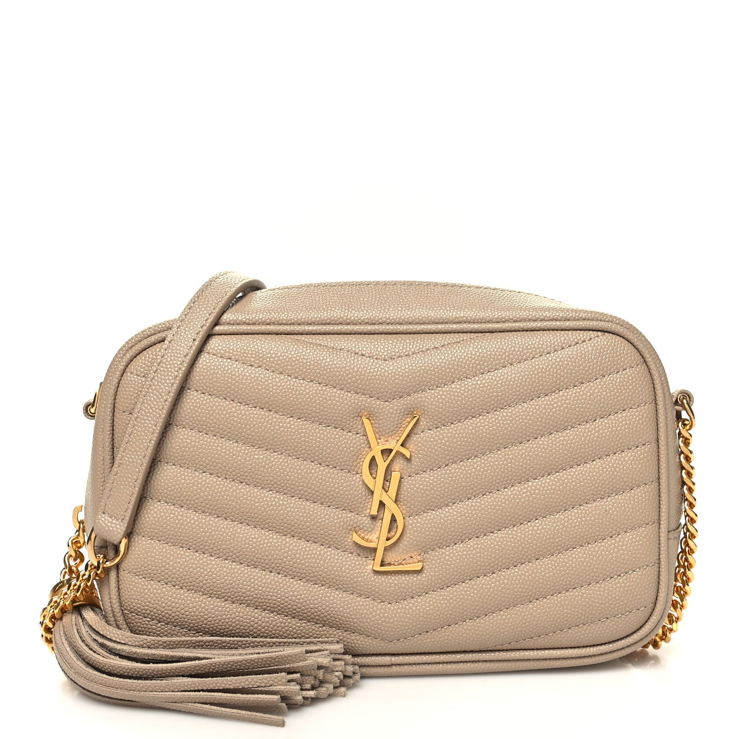 Saint Laurent Grain De Poudre Matelasse Monogram Mini Lou Camera Bag Dark Beige 1 of 11