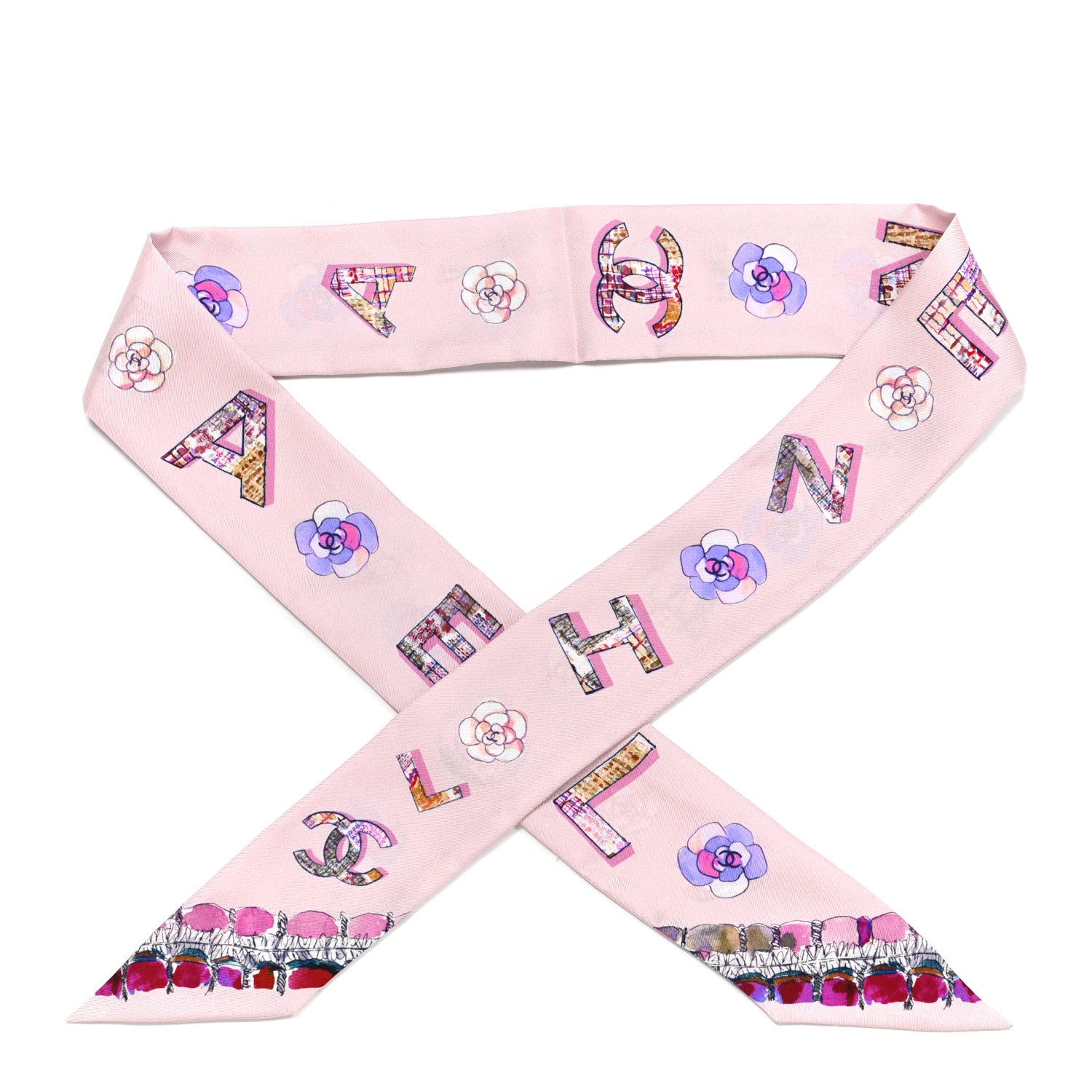 Chanel Silk Twill Slim Bandeau Scarf Pink 1 of 4