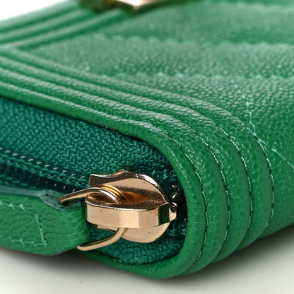 Chanel Caviar Quilted Boy Zip Around Coin Purse Wallet Green 9 of 11