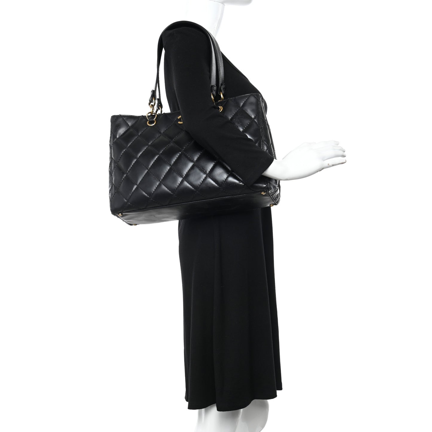Calfskin Stitch Surpique Tote Black
