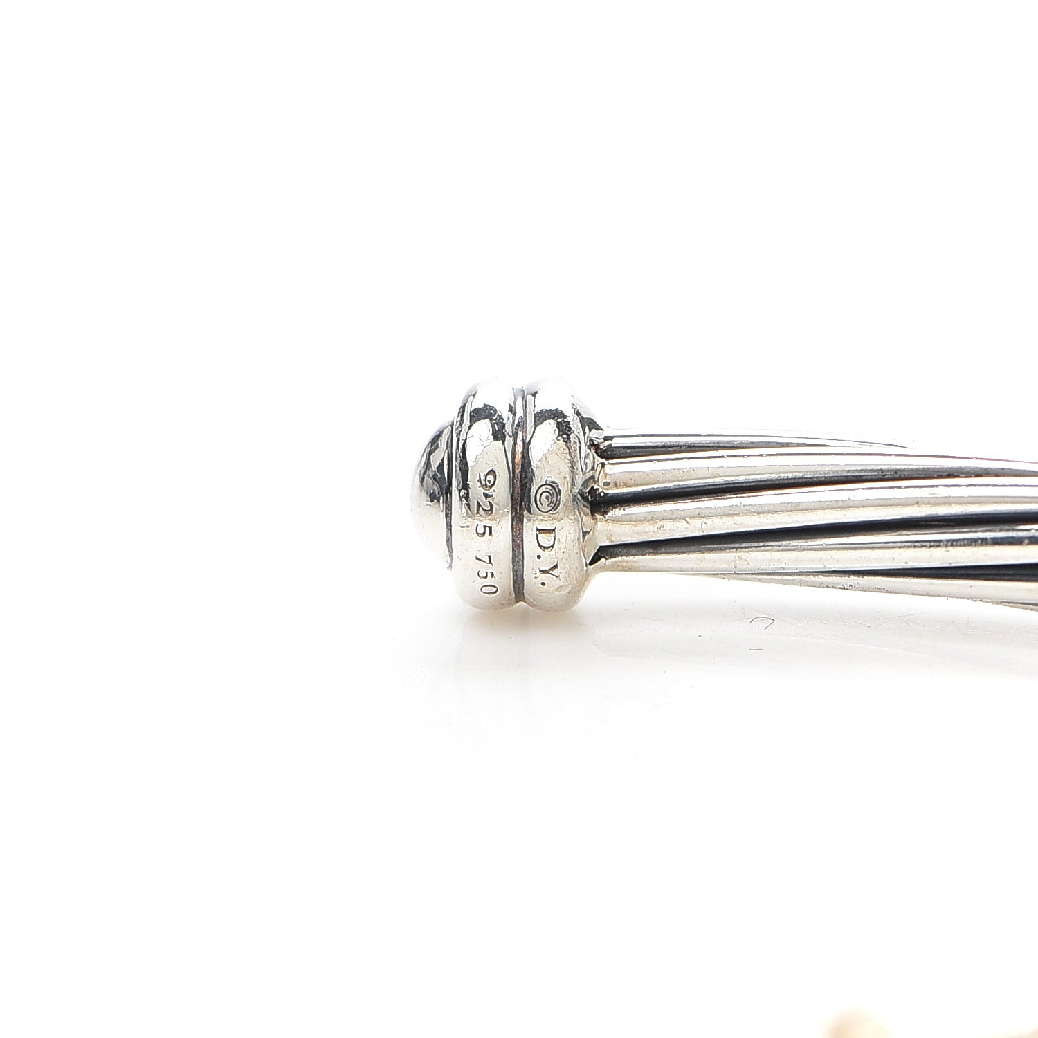 David Yurman Sterling Silver 18K Yellow Gold Diamond 4mm Helena Station Bracelet 4 of 4