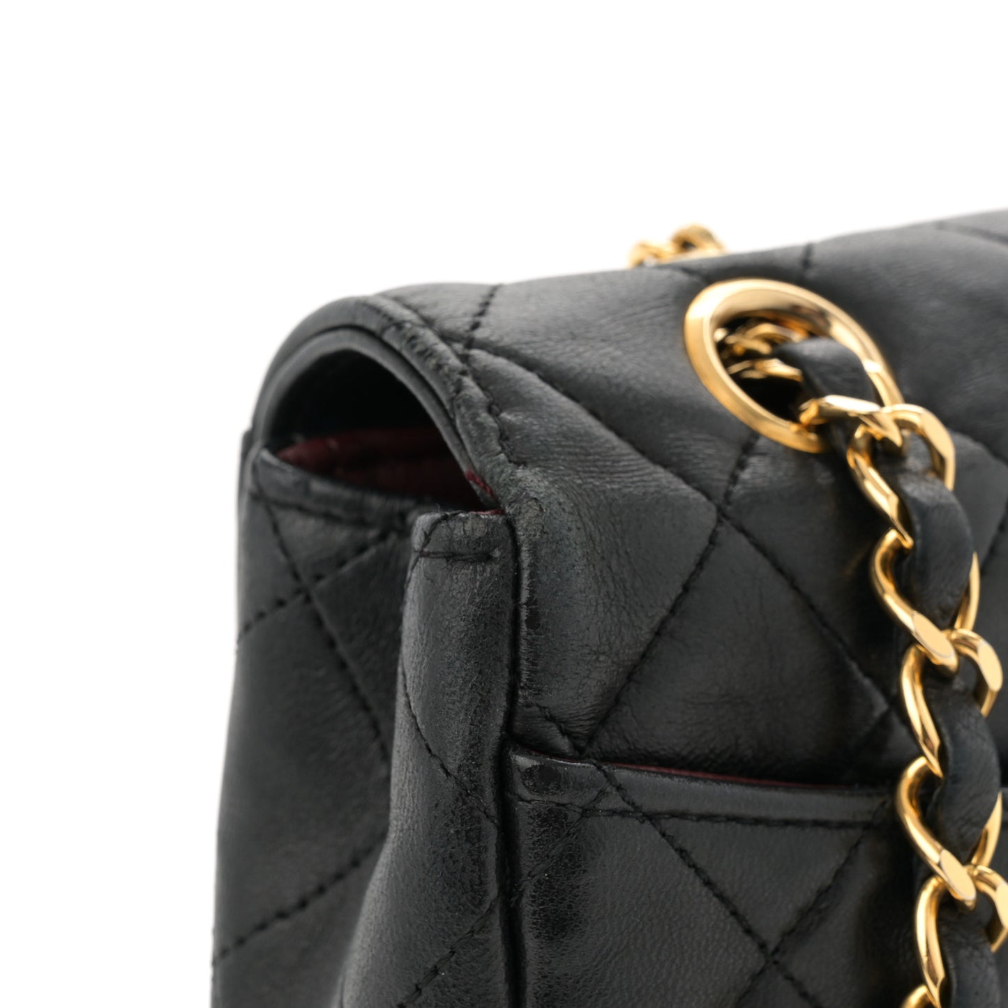 Lambskin Quilted Small Single Flap With Pouch Black