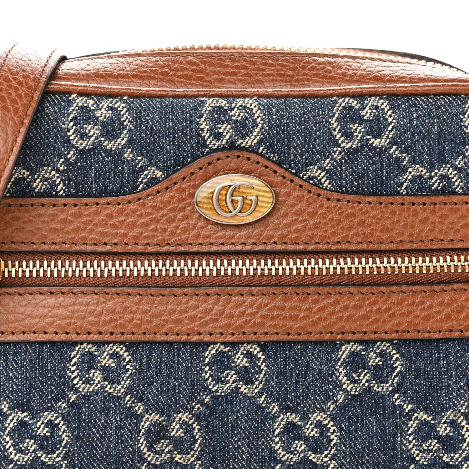 Gucci New Denim GG Monogram Dollar Calfskin Mini Ophidia Shoulder Bag Blue Tea Cuir Epilog 8 of 12