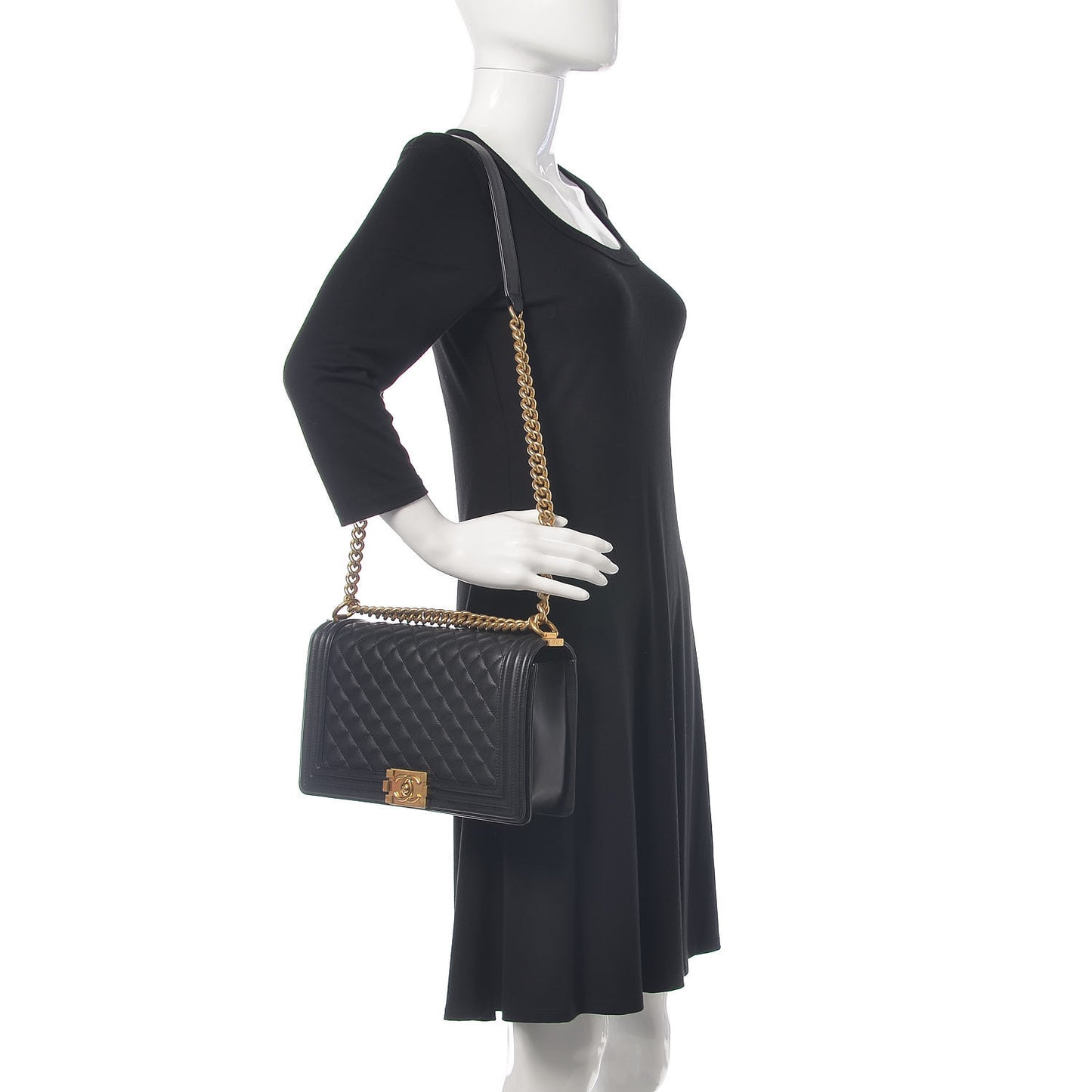 Calfskin Quilted New Medium Boy Flap Black