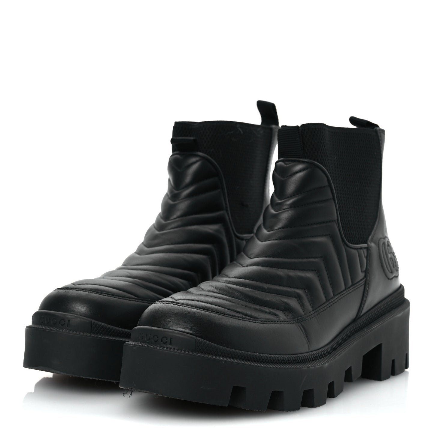 Calfskin Nappa Matelasse Frances Chelsea Boots 37 Black
