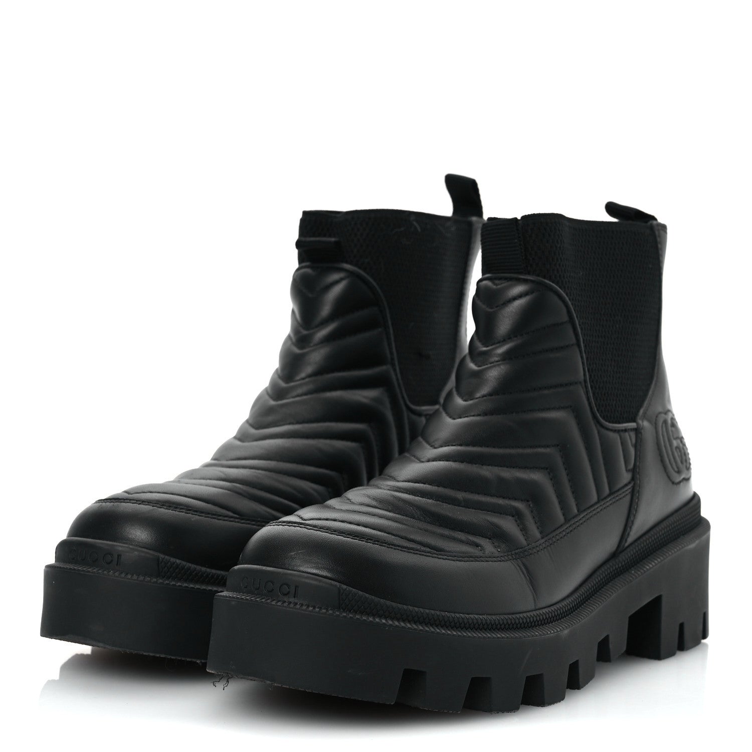 Gucci Calfskin Nappa Matelasse Frances Chelsea Boots 37 Black 4 of 15