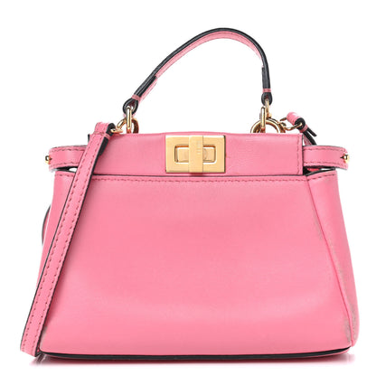 Fendi Shiny Nappa Micro Peekaboo Iconic Satchel Rosa Fluo 1 of 6