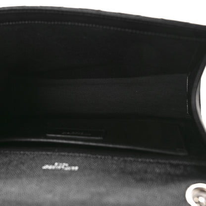 Saint Laurent Grain De Poudre Textured Mixed Matelasse Triquilt Medium Monogram Satchel Black 5 of 8
