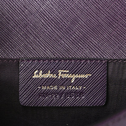 Salvatore Ferragamo Printed Calfskin Vara Bow Chain Flap Crossbody Purple 6 of 9