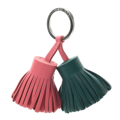 Hermes Lambskin Carmen Uno-Dos Key Holder Rose Azalee Malachite 1 of 4