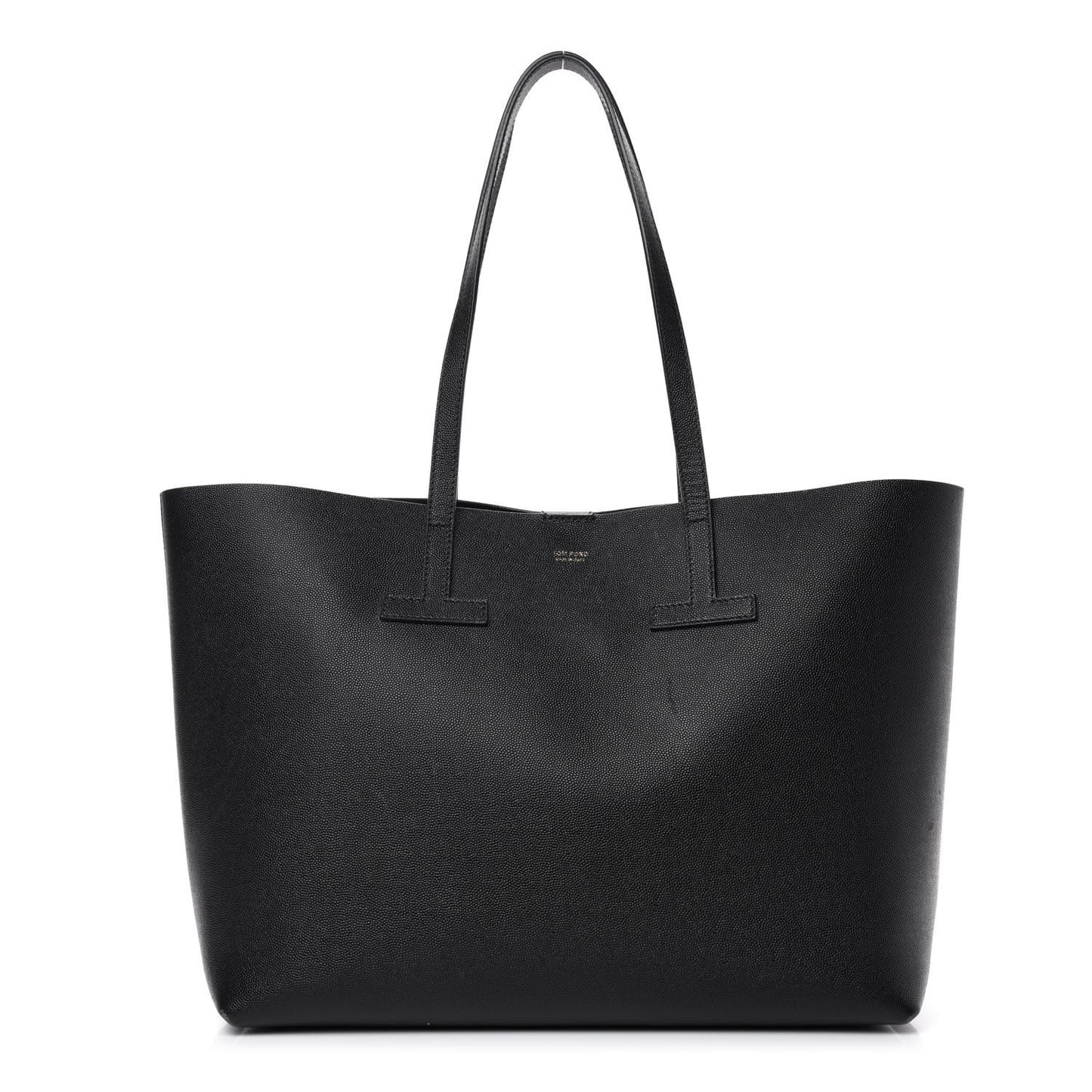 Grained Calfskin Small T Tote Black