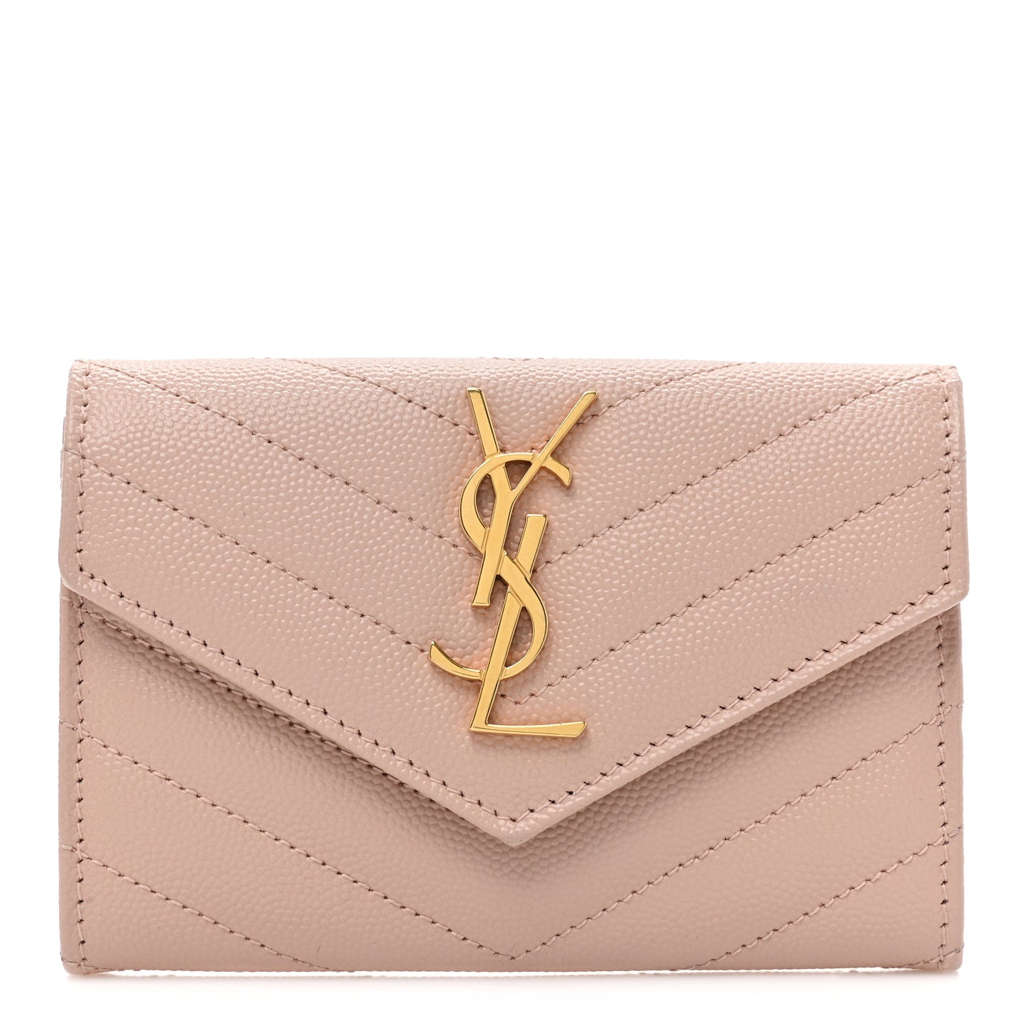 Grain De Poudre Matelasse Chevron Small Monogram Envelope Wallet Pink